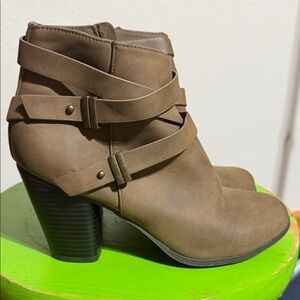 Charlotte Russe Tan Ankle Booties with Straps